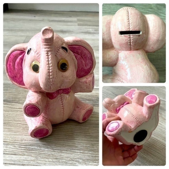 Vintage retro adorable 6.5” pink elephant money piggybank. Excellent condition. - Picture 1 of 8